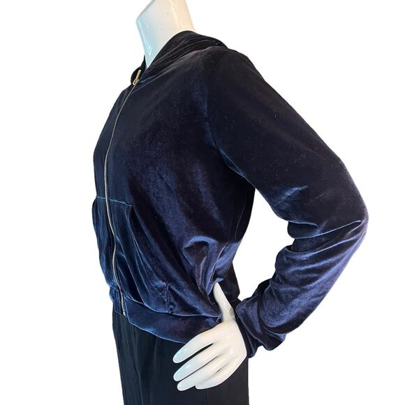 FABLETICS EUC Blue Velvet Zipped Open Front Hoodie with pockets Size Medium - Picture 6 of 12